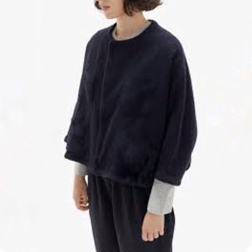 Massimo Dutti Navy Blue Boxy Knit Cardigan